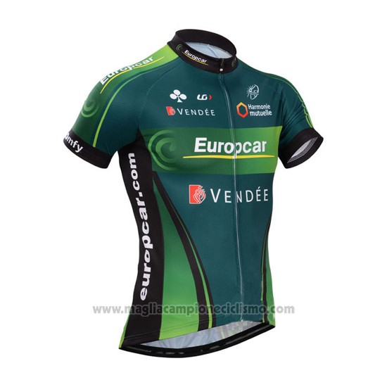 2014 Abbigliamento Ciclismo Europcar Verde Manica Corta e Salopette